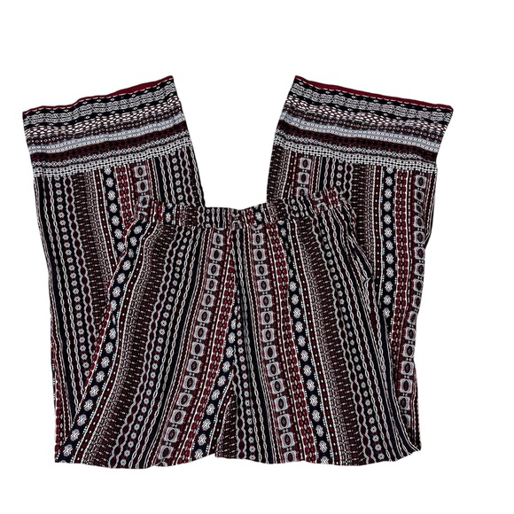 Love Wish Burgundy Bohemian Patterned Wide-Leg Palazoo Pants Large - Picture 5 of 6
